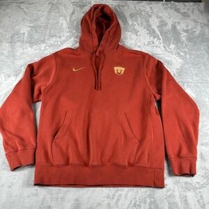 Nike Pumas UNAM Club Fleece Hoodies Mens Small Orange Pullover Activewear